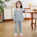 Blueberry Breeze Stripes Collared Long Sleeve Set