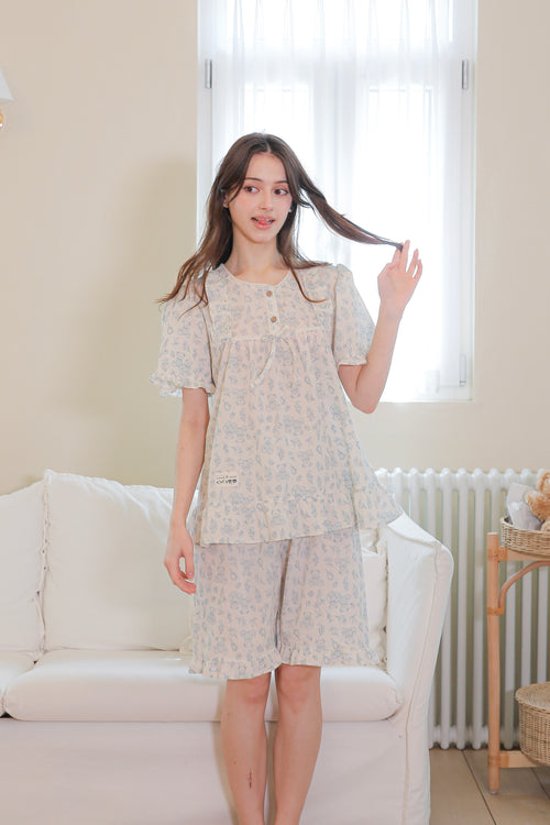 Bluebell Blossom Adult Ruffled Short Sleeve Set