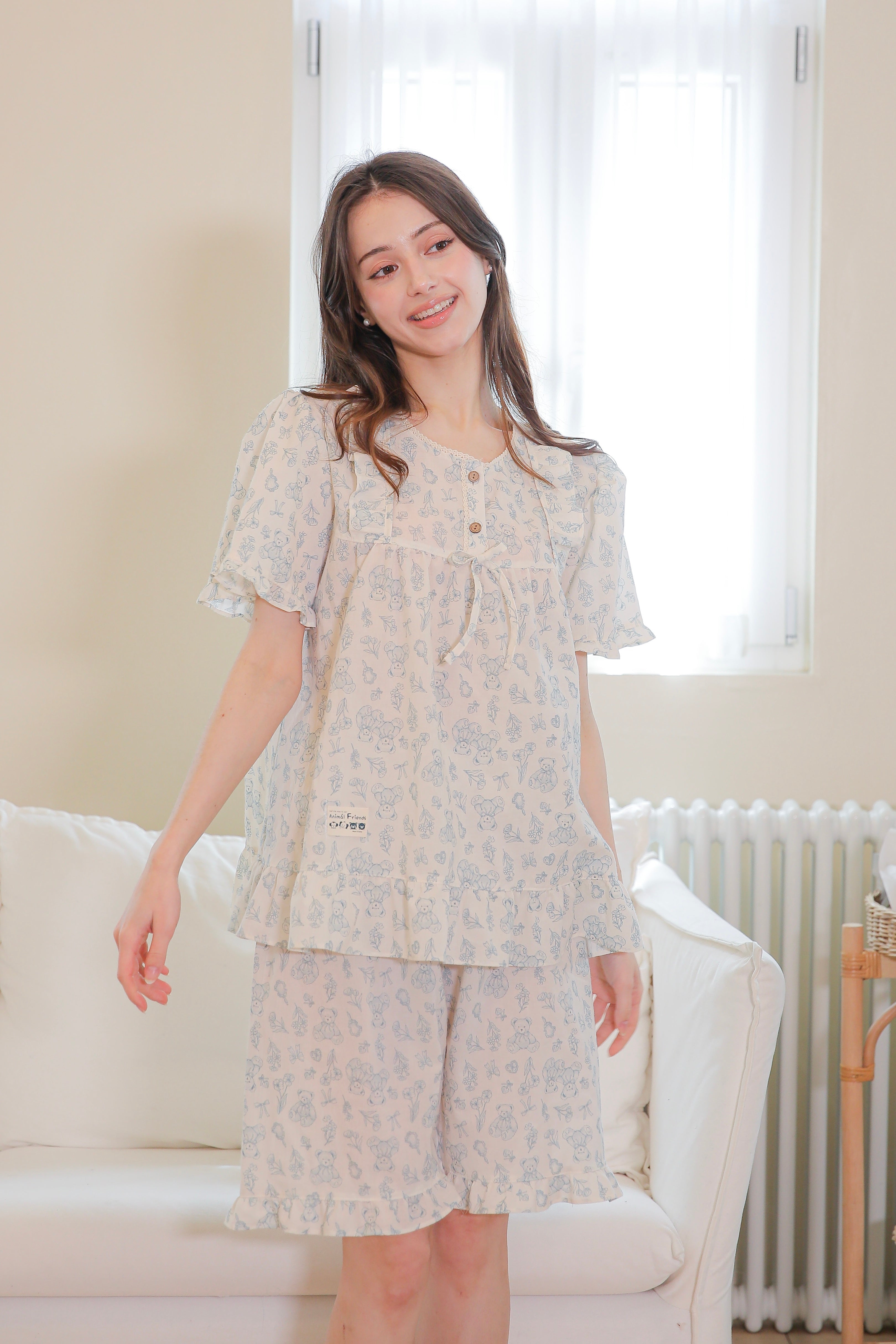 Bluebell Blossom Adult Ruffled Short Sleeve Set