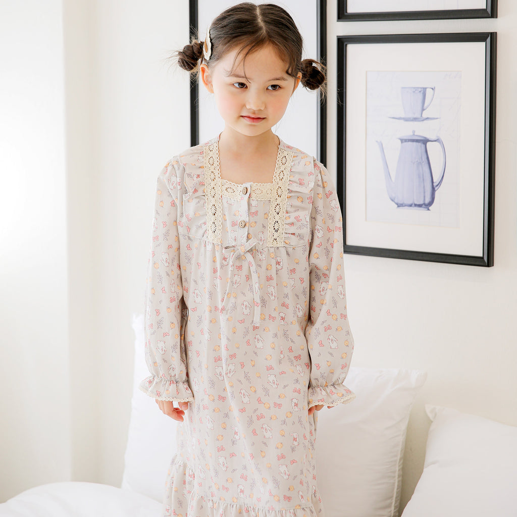 Garden Party Bunny Long Sleeve Nightgown