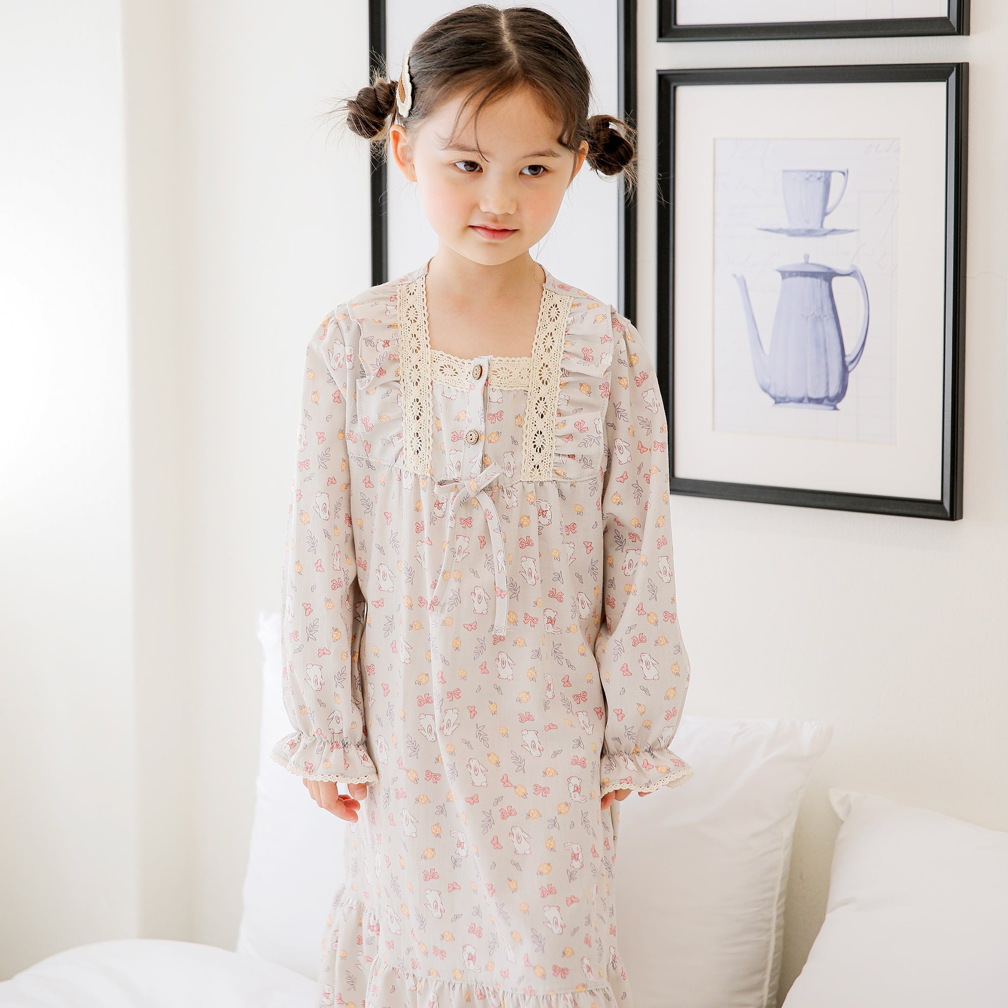 Garden Party Bunny Long Sleeve Nightgown