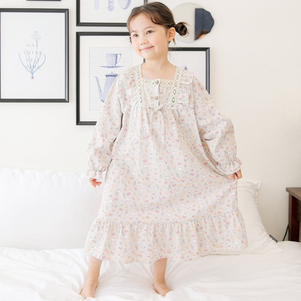 Garden Party Bunny Long Sleeve Nightgown