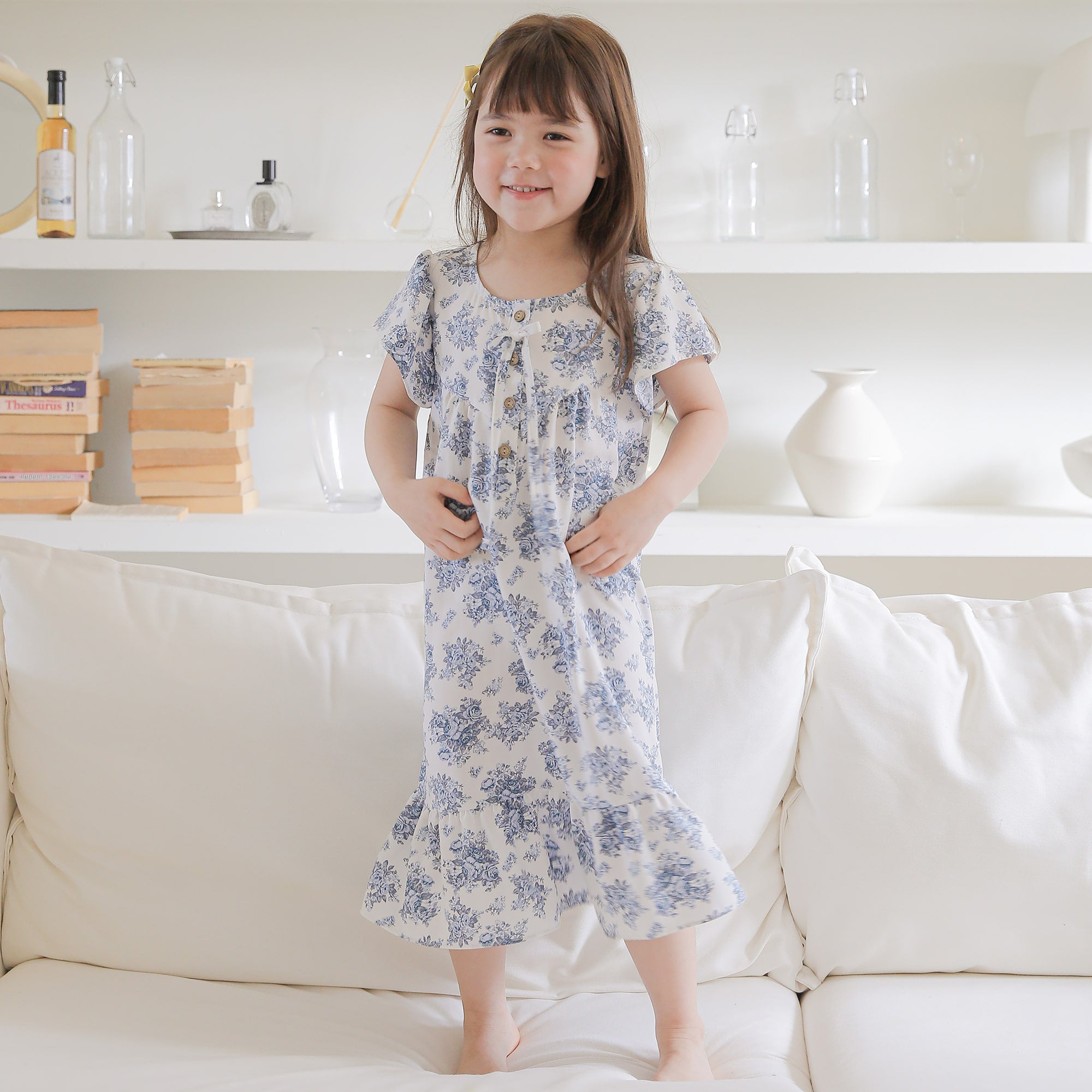 Blue Toile Short Sleeve Nightgown