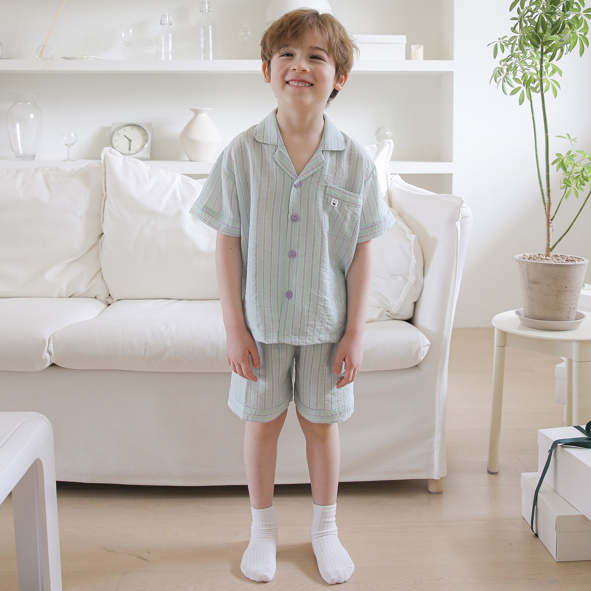 Cotton Candy Mint Collared Short Sleeve Set