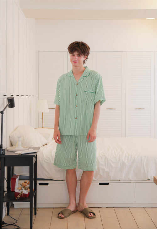 (Pre-order) Men's Clover Collared Short Sleeve Set