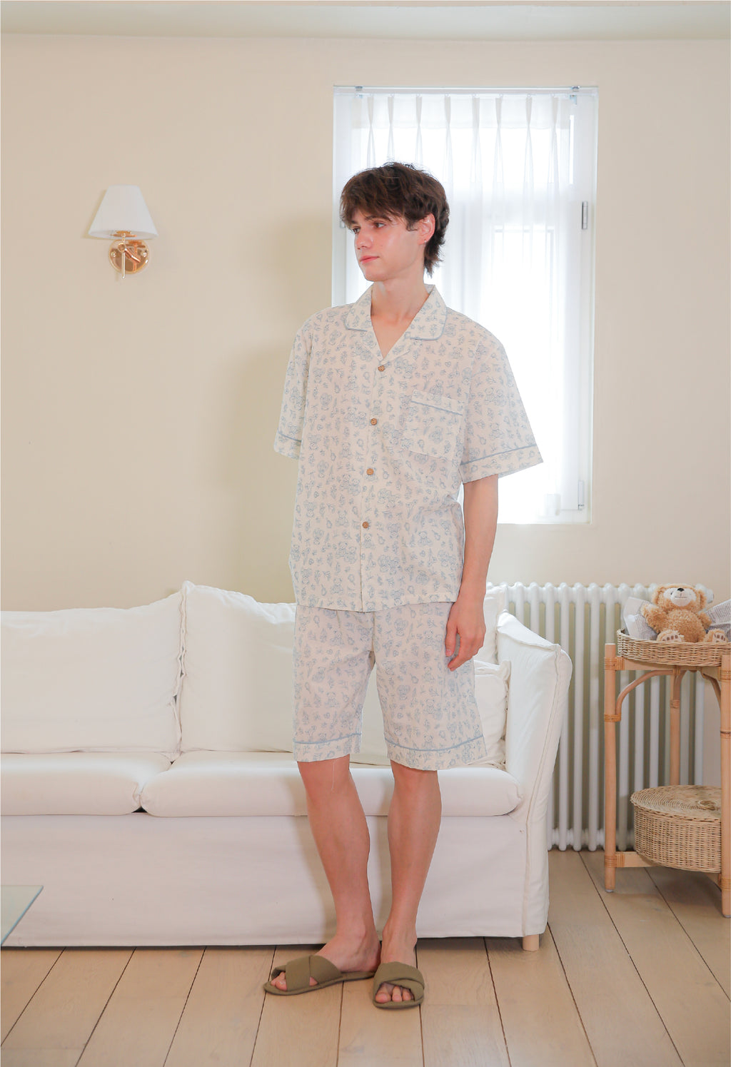 (Pre-order) Men's Bluebell Blossom Collared Short Sleeve Set