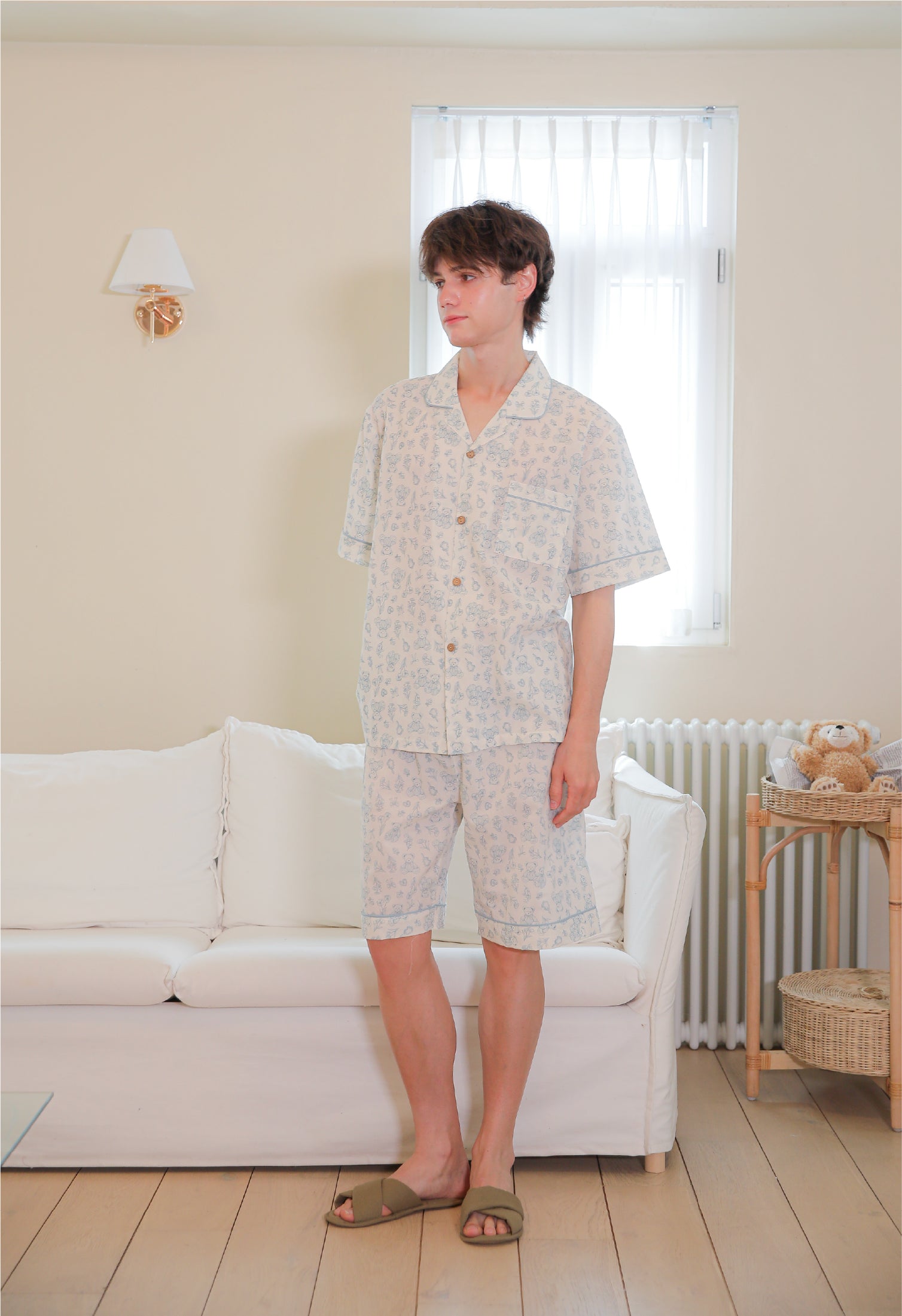 (Pre-order) Men's Bluebell Blossom Collared Short Sleeve Set
