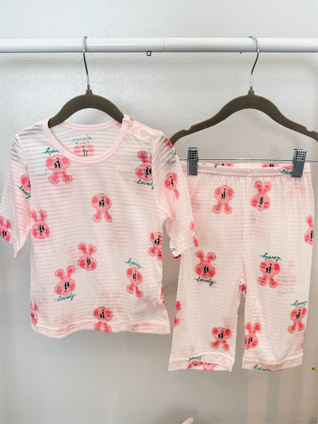 Pink Lovely Bunny Short Sleeve Set