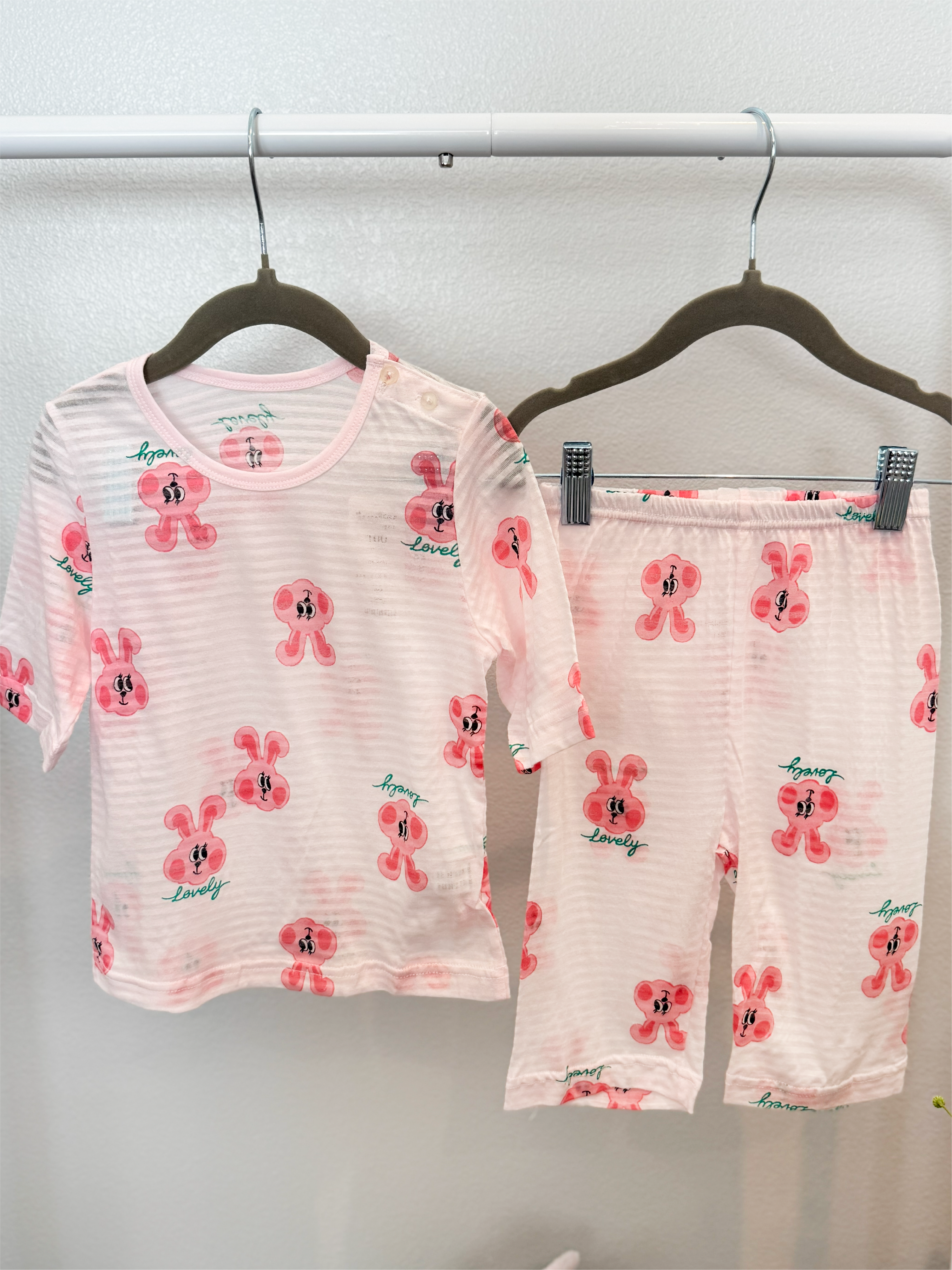 Pink Lovely Bunny Short Sleeve Set