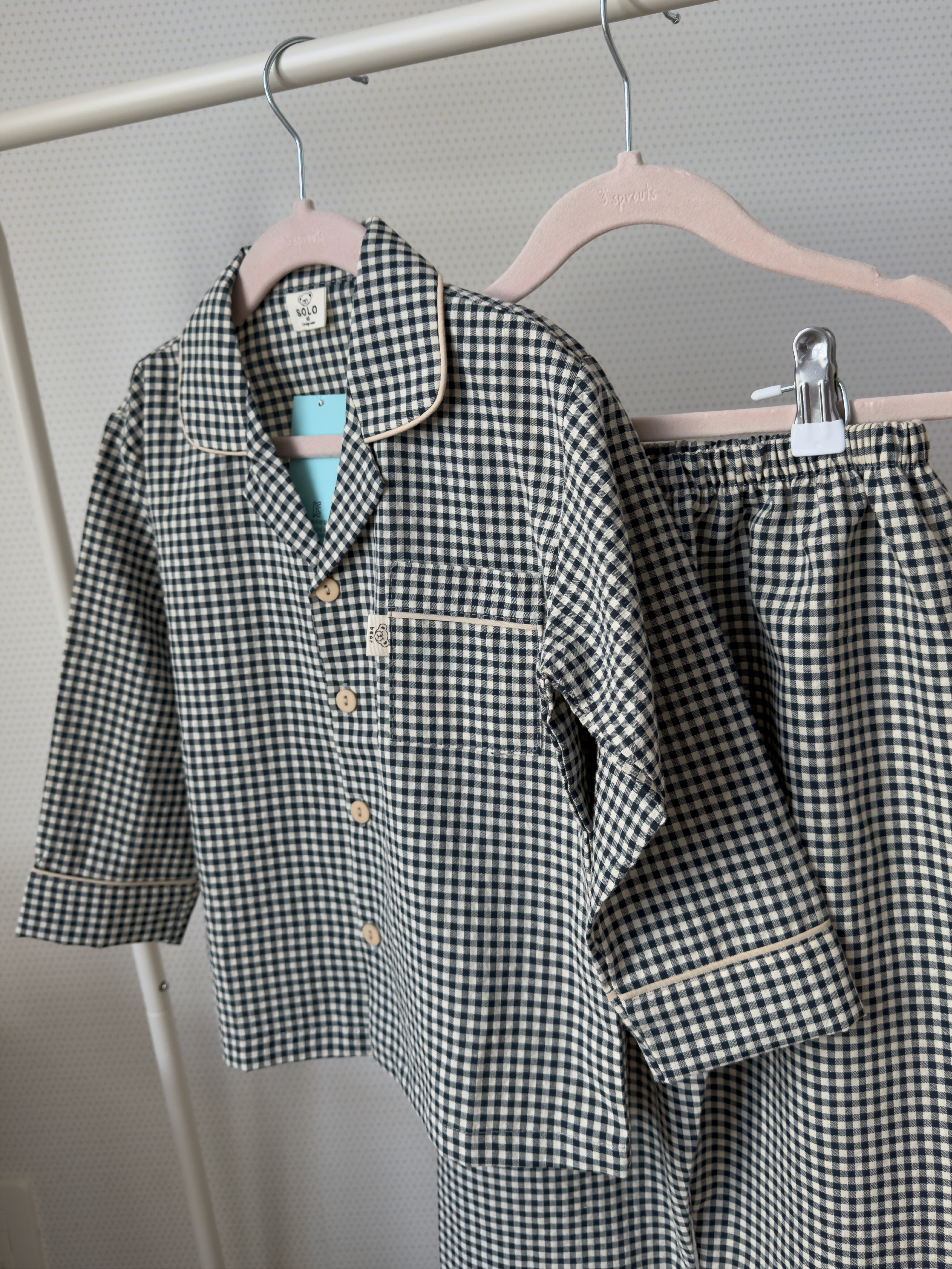 Checkered Collared Long Sleeve Set