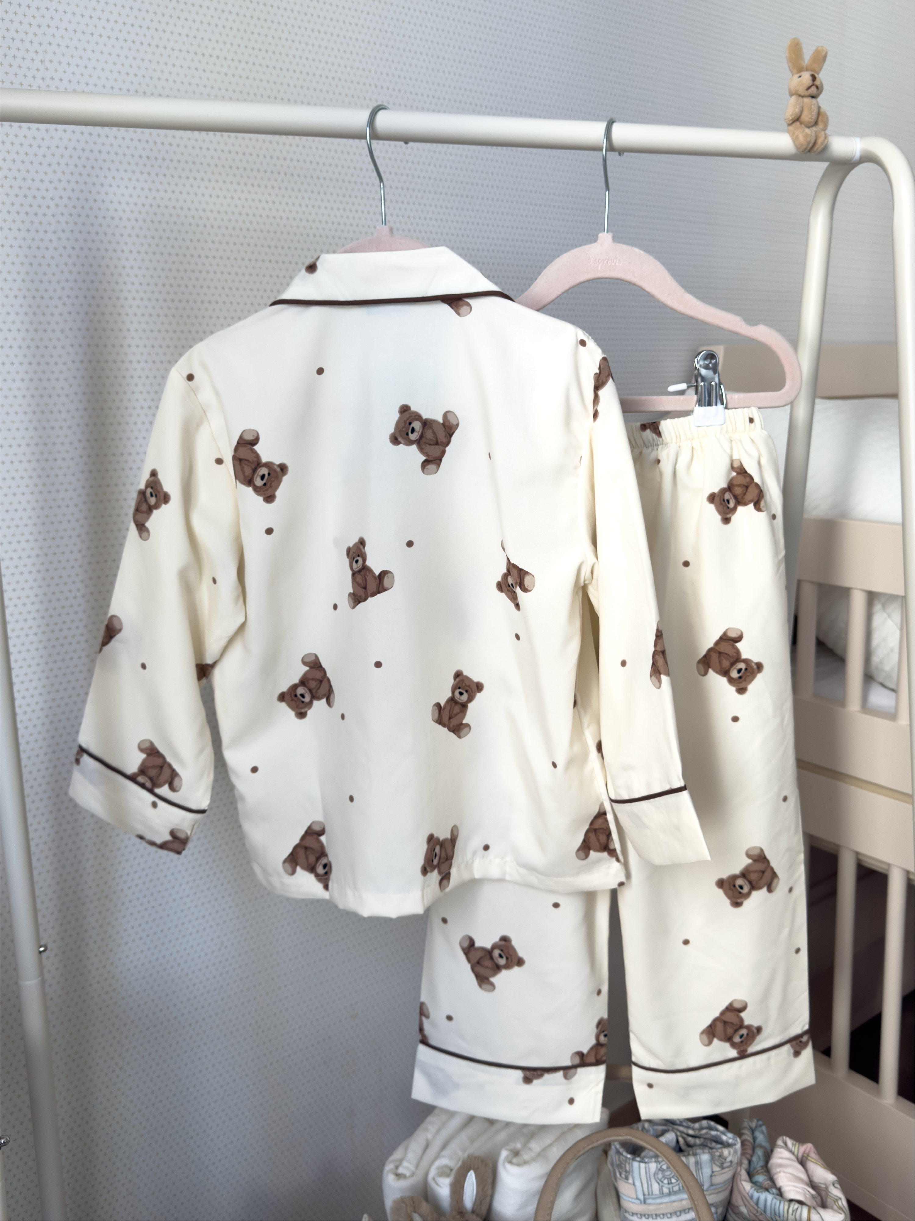 Collared Long Sleeve Set - Teddy Bear