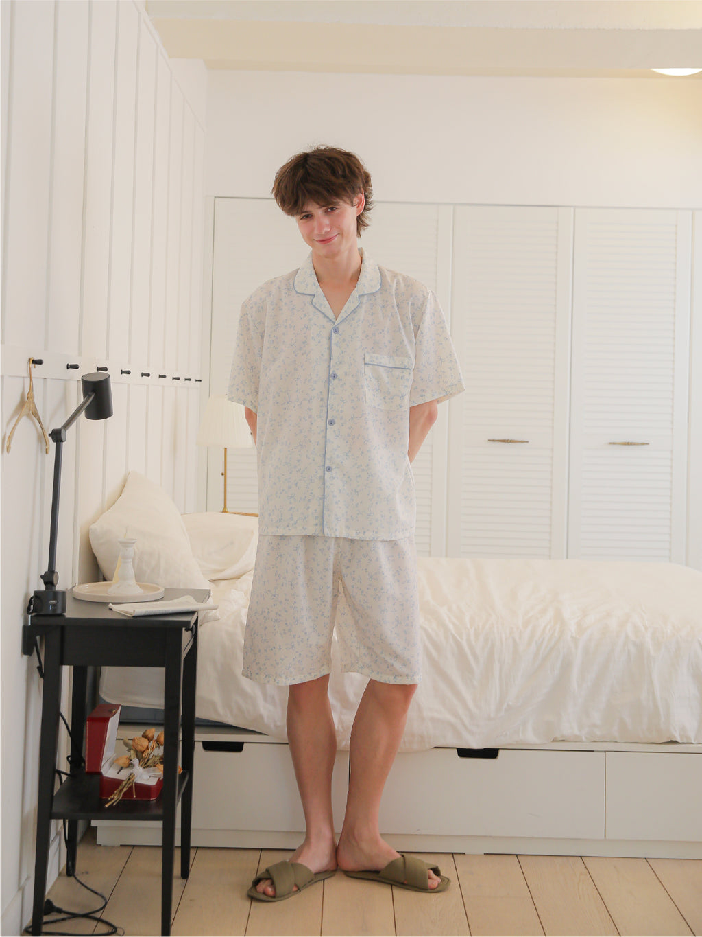 (Pre-order) Men's Morning Sky Collared Short Sleeve Set