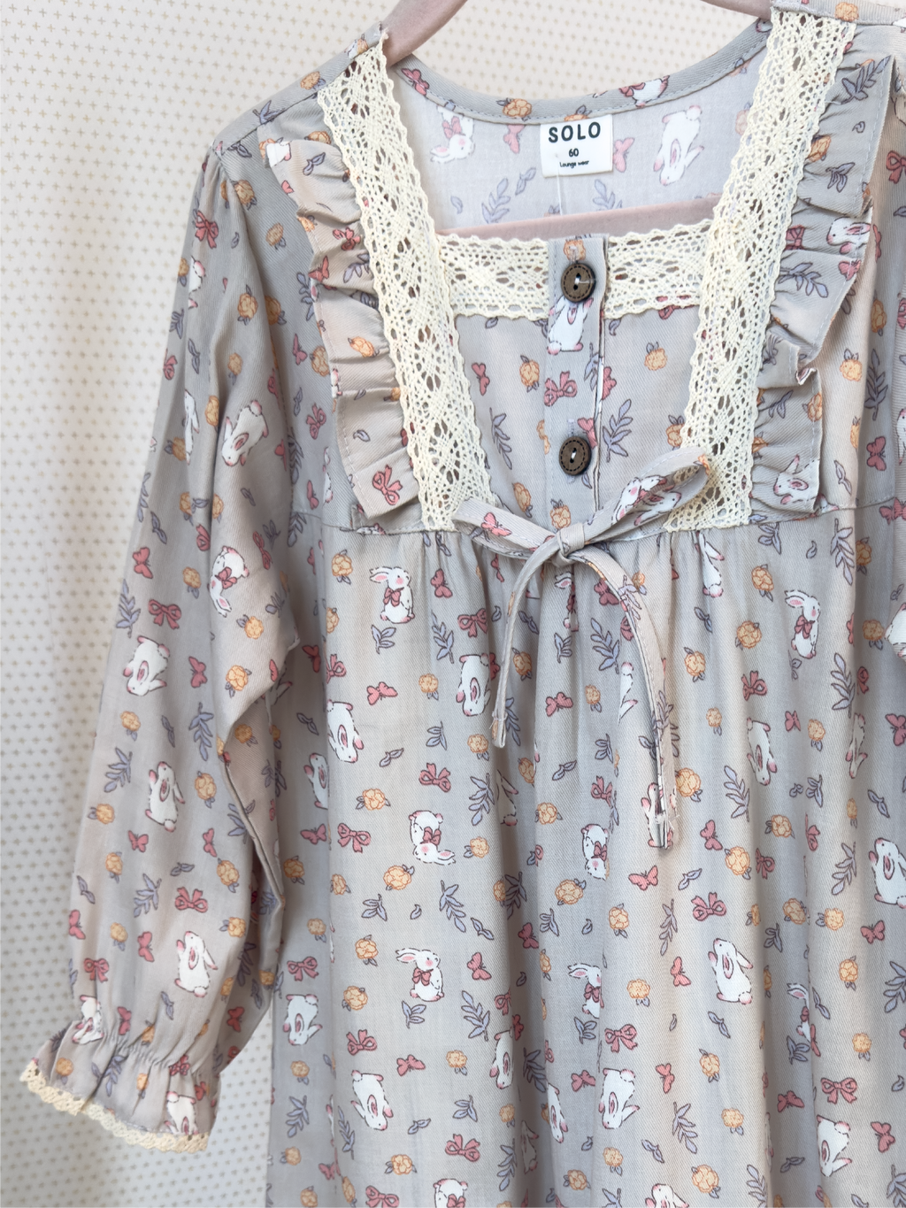 Garden Party Bunny Long Sleeve Nightgown