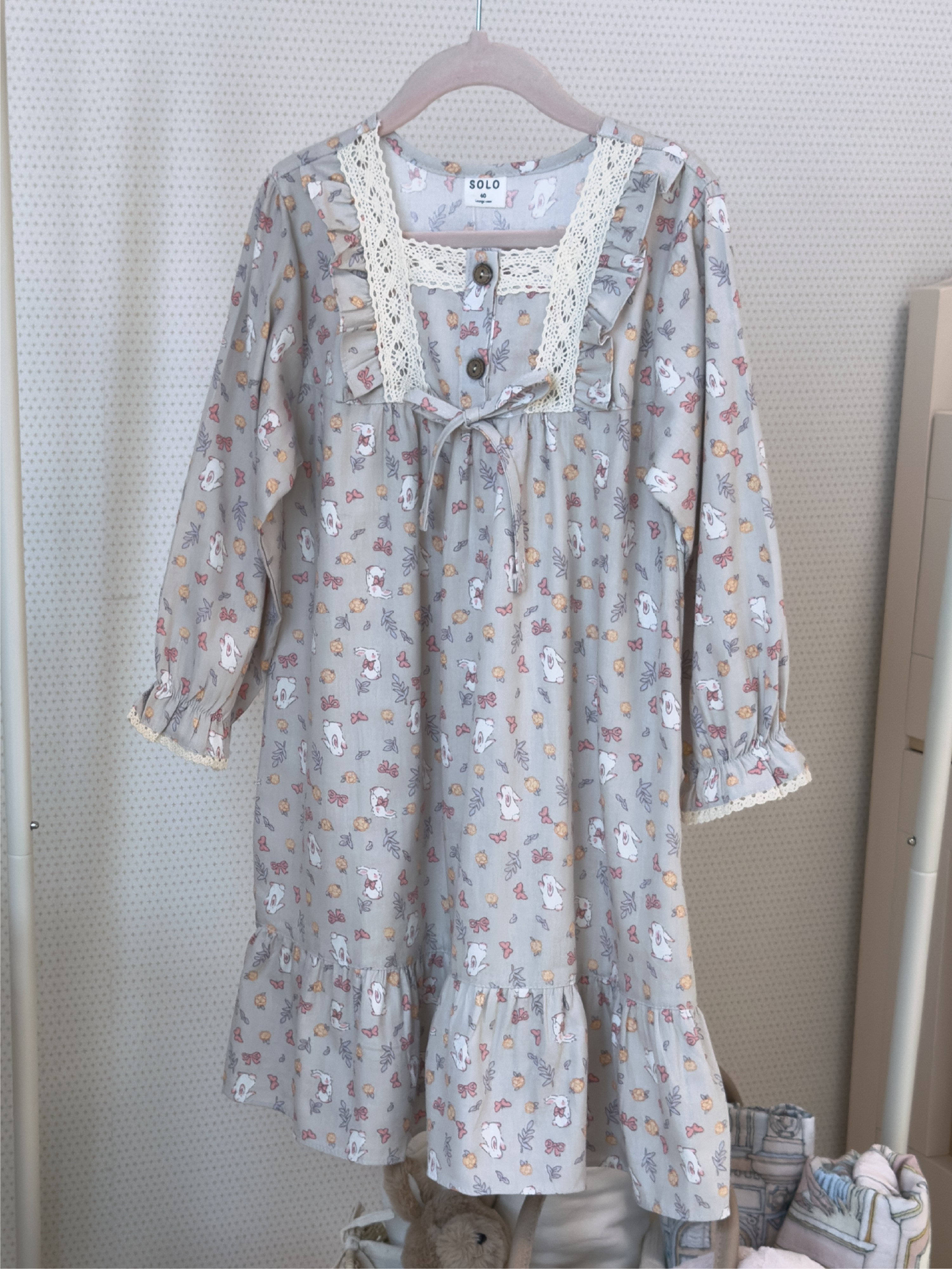 Lace Long Sleeve Set - Gray Rabbit