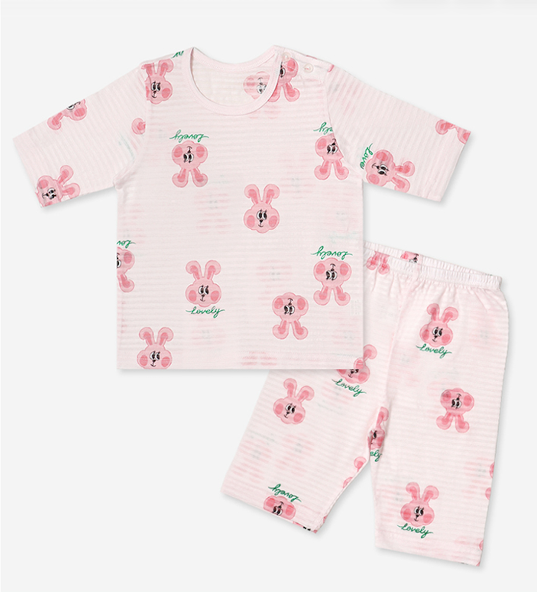 Pink Lovely Bunny Short Sleeve Set