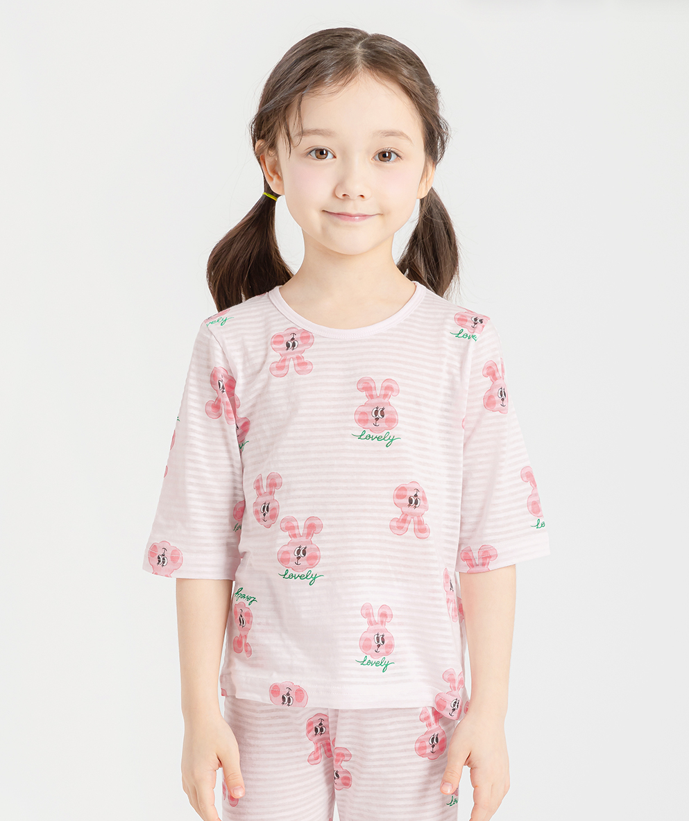 Pink Lovely Bunny Short Sleeve Set