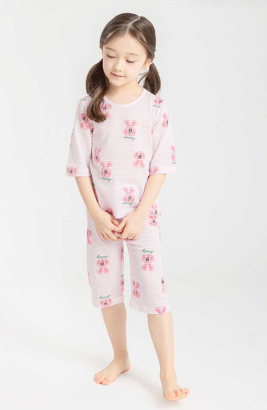 Pink Lovely Bunny Short Sleeve Set