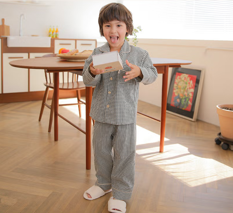 Salt & Pepper Plaid Collared Long Sleeve Set