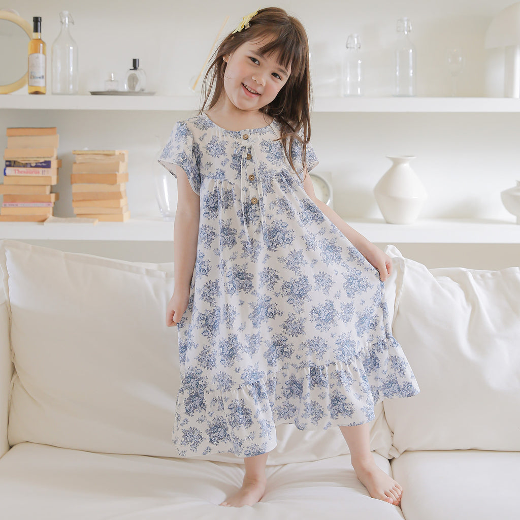 Blue Toile Short Sleeve Nightgown