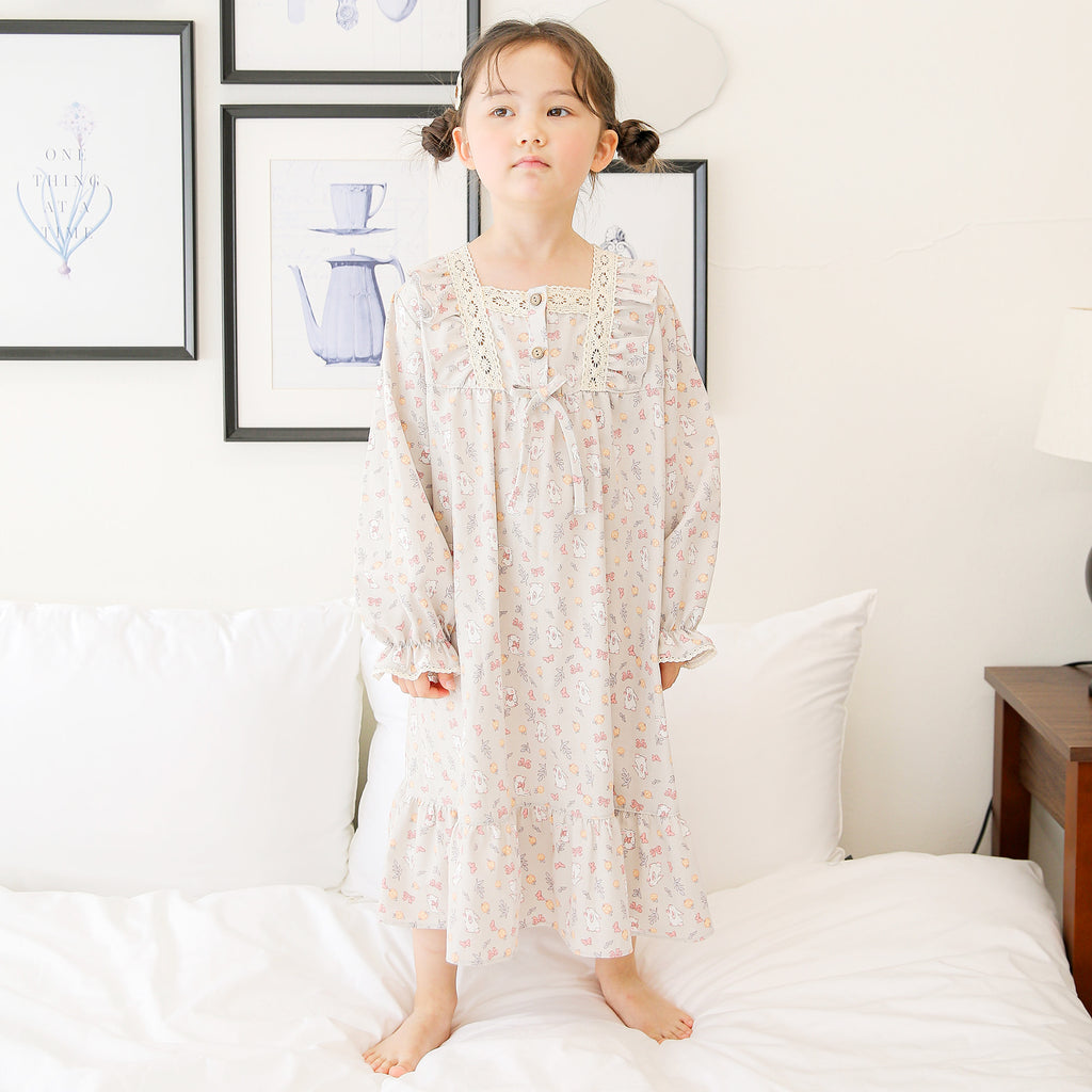 Garden Party Bunny Long Sleeve Nightgown