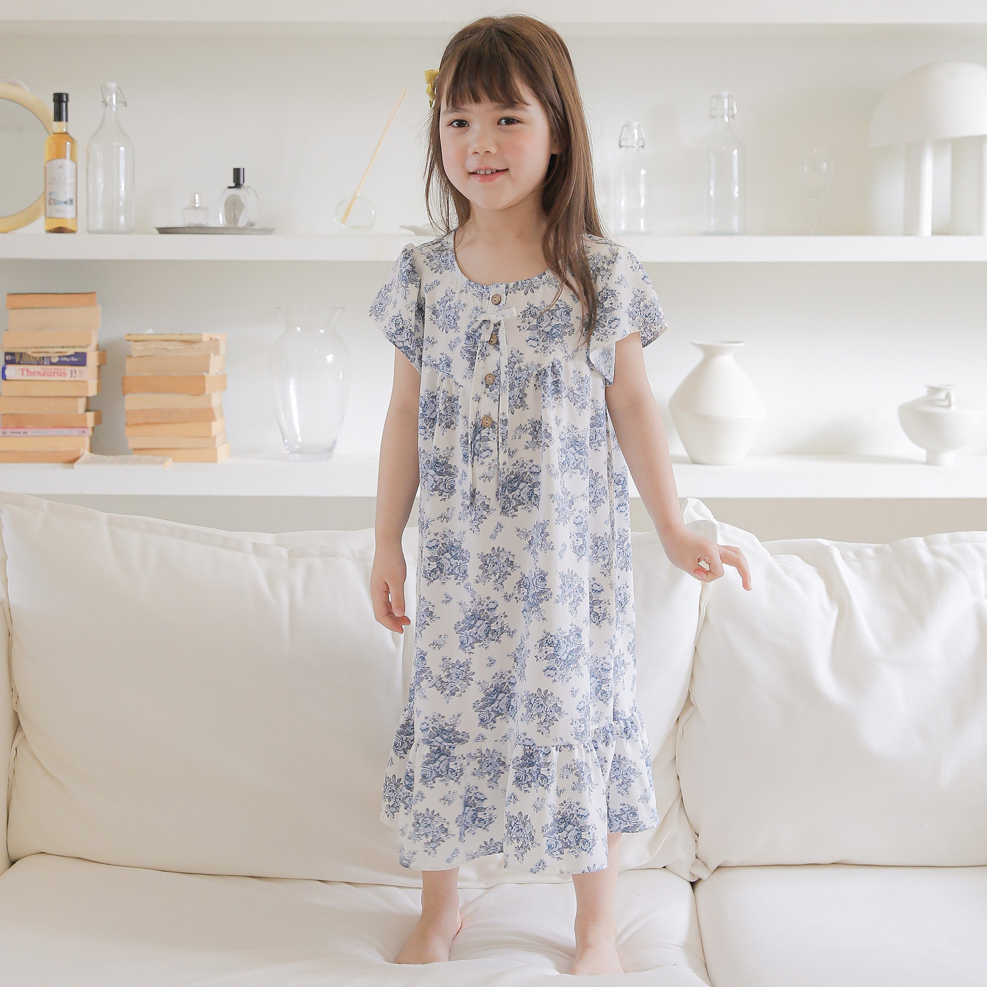 Blue Toile Short Sleeve Nightgown